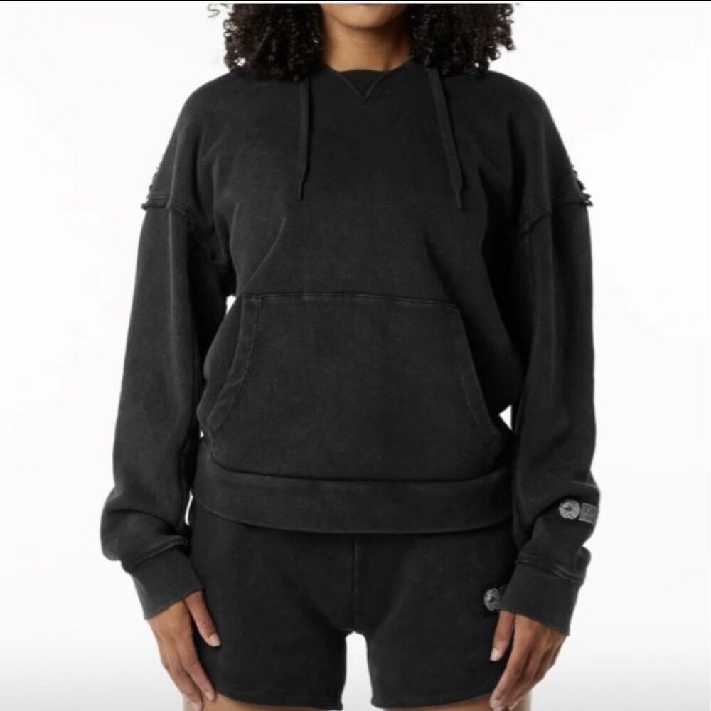 ALPHALETE Women’s Terry Oversized Hoodie- Onyx, Size Small